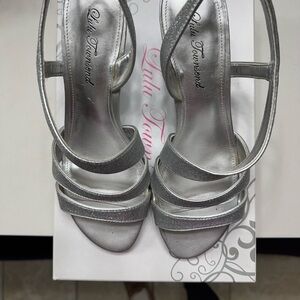 Lulu Townsend Shimmering Silver Strappy Heels